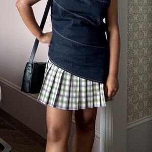 ASOS Collusion Pleated Plaid Mini Skirt